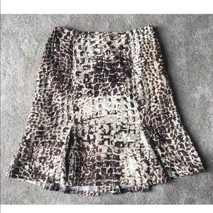 David N Size 10 Animal Print Skirt Brown & White